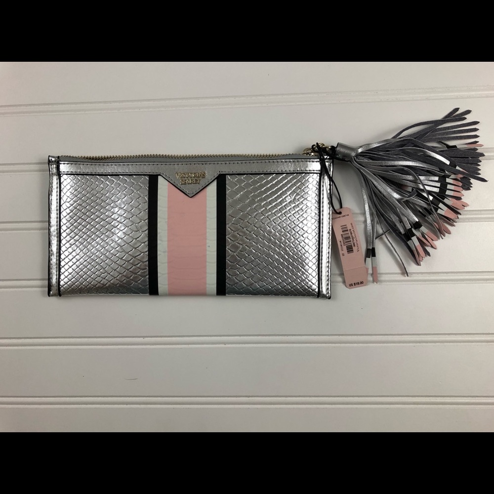 Silver and Pink Victoria Secret wristlet